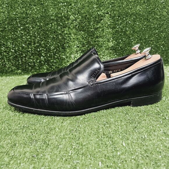 Prada Black Leather Slip On Loafers Dress Shoes Italy Mens SiE US 11.5 EU 10.5 - Picture 7 of 16